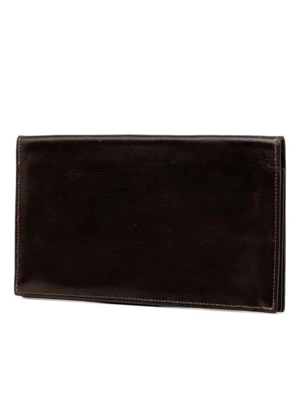Hermes Vintage Billfold Bifold Wallet Dark Brown Box Calf